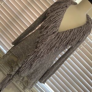 Shabby chic knit cardigan with crochet lace detail